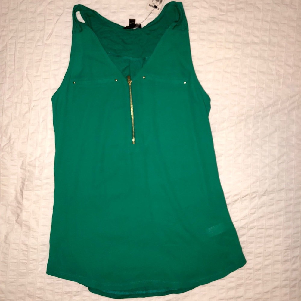Green zipper tank top